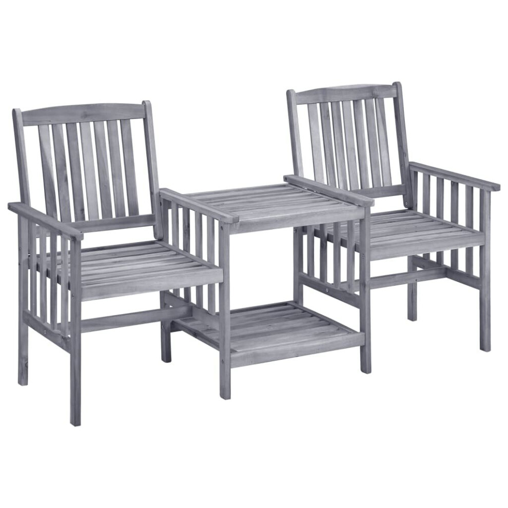 vidaXL Solid Acacia Wood Garden Chairs with Tea Table Dining Table and Chair