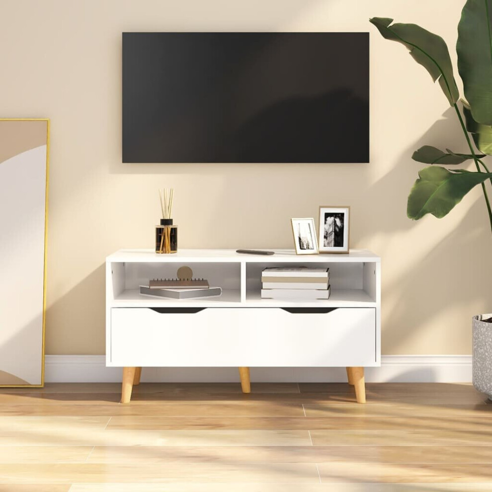 vidaXL TV Cabinet High Gloss White Engineered Wood TV Stand Media Unit Cabinet