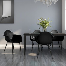vidaXL 4x Dining Chairs Black PP Home Kitchen Dining Room Dinner Chair Seating