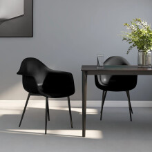 vidaXL 2x Dining Chairs Black PP Home Kitchen Dining Room Dinner Chair Seating
