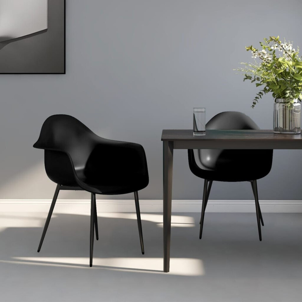 Vidaxl 2X Dining Chairs Black Pp Home Kitchen Dining Room Dinner Chair Seating