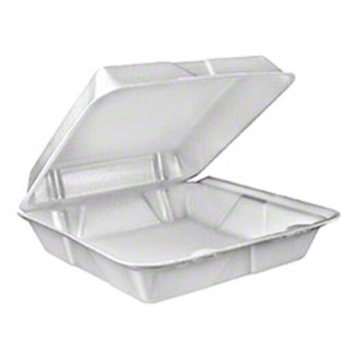 DCC Foam Hinged Lid Containers, White