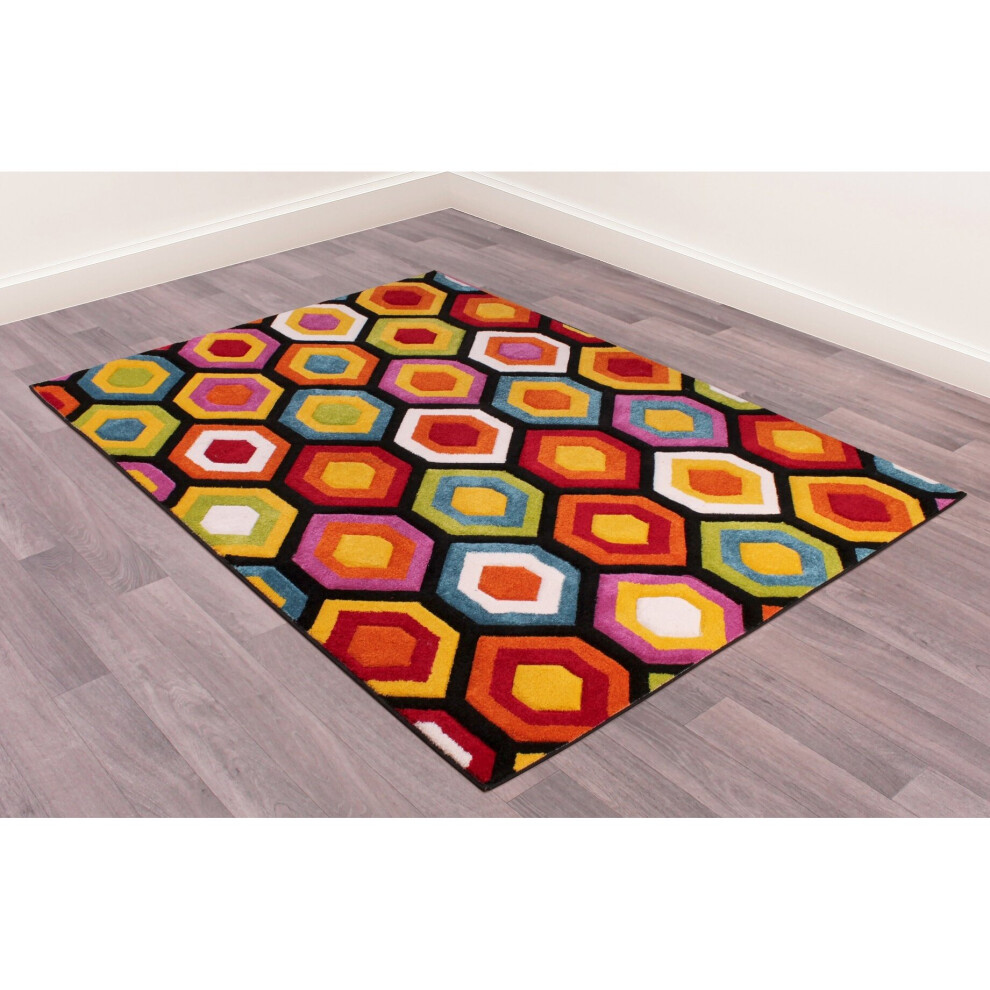 (120x170cm (4'x5'6")) Spectra Hand Carved Marco Bright Multi Colours Rug