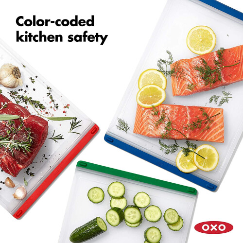 OXO OXO Good Grips 3pc Cutting Board Set RBG Colour Coded Odor Resistant Dishwasher 1
