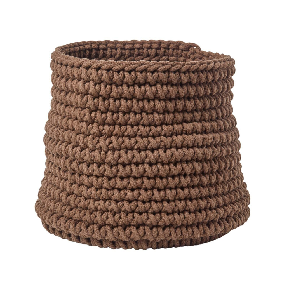 Homescapes (Chocolate) Cotton Knitted Round Storage Basket, 42 X 37 Cm
