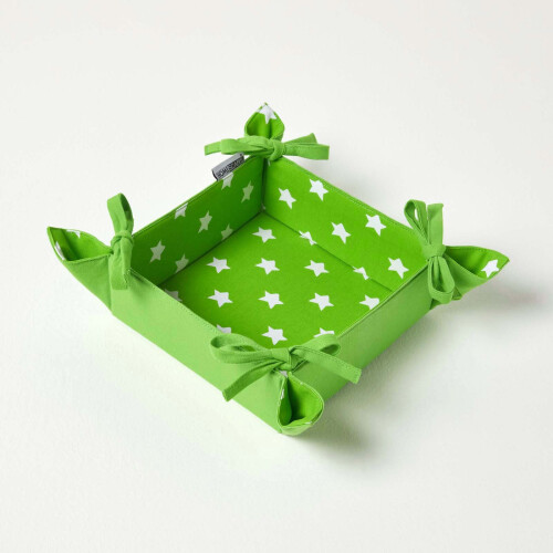 Homescapes (Green) Stars Reversible Bread Basket 1