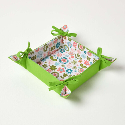 Homescapes Homescapes Retro Flower Reversible Bread Basket