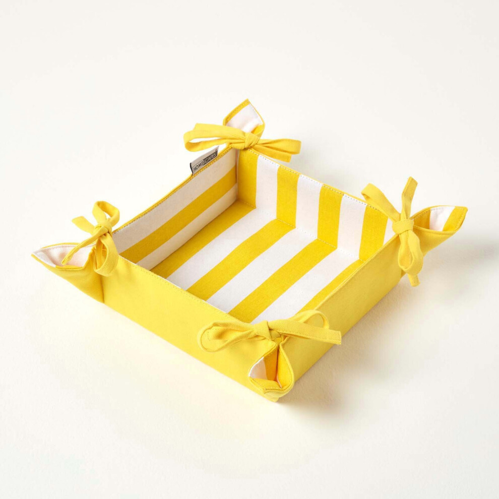 Yellow Striped Reversible Bread Basket