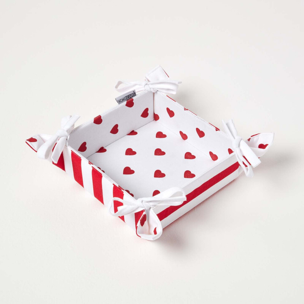 Homescapes Red Hearts Reversible Bread Basket 22Cm