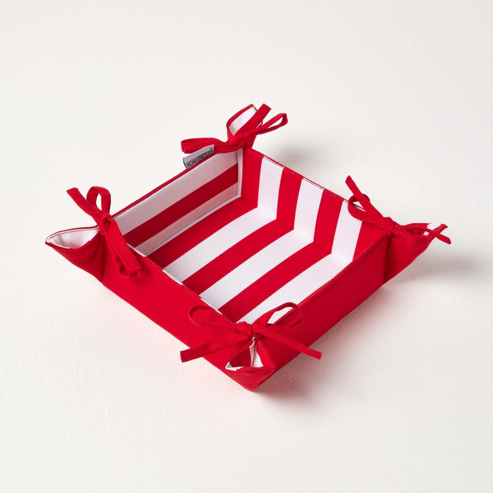 Homescapes (Red) Striped Reversible Bread Basket Red