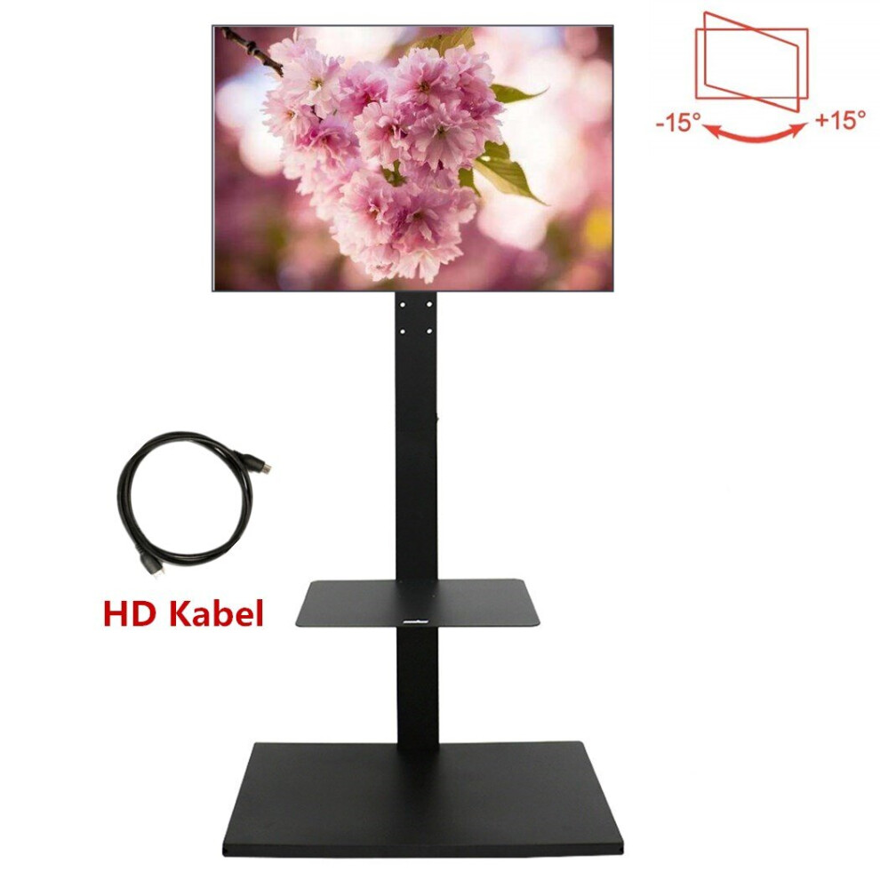 Adjustable Floor TV Stand with Shelf HD Cable for 32''- 65'' TV 66 lbs