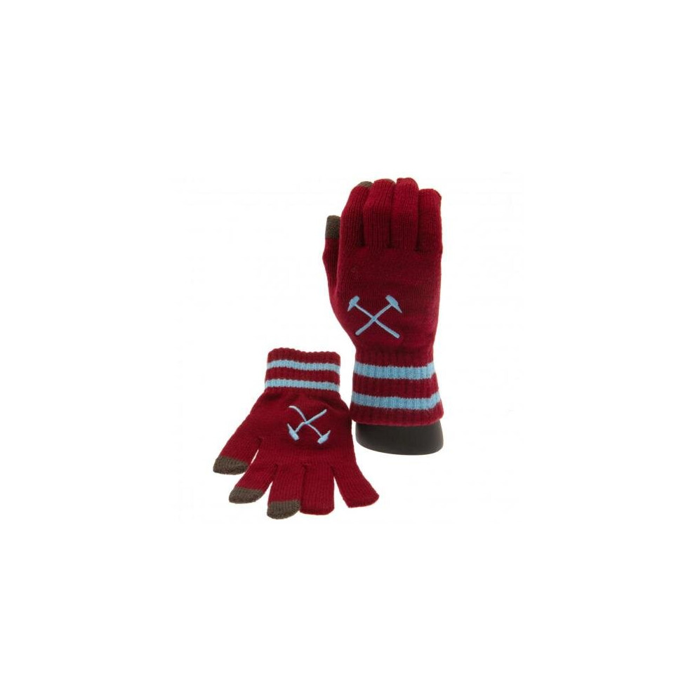 West Ham United FC Touchscreen Knitted Gloves Adult - West Ham United FC - Clothing
