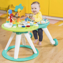 Bright Starts Around We Go 2-in-1-Baby-Aktivit tscenter und Tisch zum Herumlaufen, Tropic Cool, ab 6 Monaten
