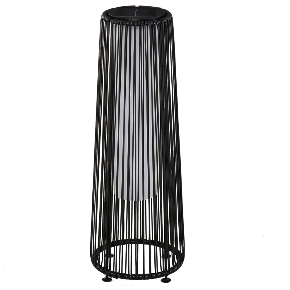 Outsunny Garden Solar Lights Woven Wicker Lantern Auto On/Off Black