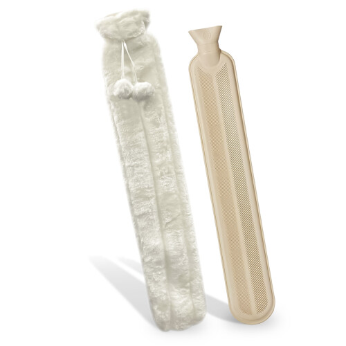 (Cream) 76cm Extra Long Hot Water Bottle with Super Soft Cover 1
