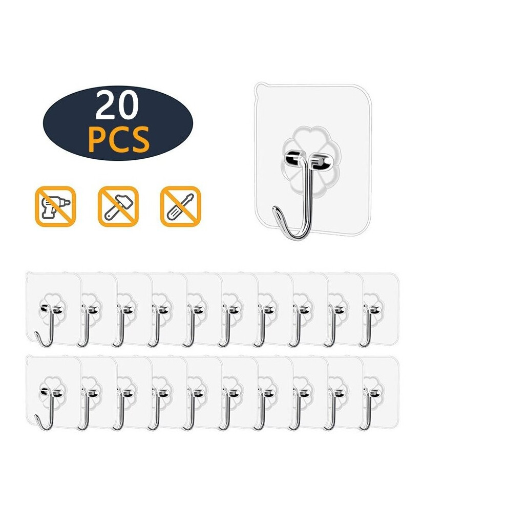 20 Self Adhesive Strong Sticky Hooks Heavy Duty Wall Seamless 712221351174