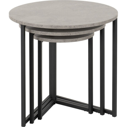 Seconique Athens Round Nest of Tables Concrete Effect/Black 1