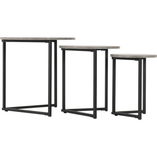 Seconique Athens Round Nest of Tables Concrete Effect/Black 2