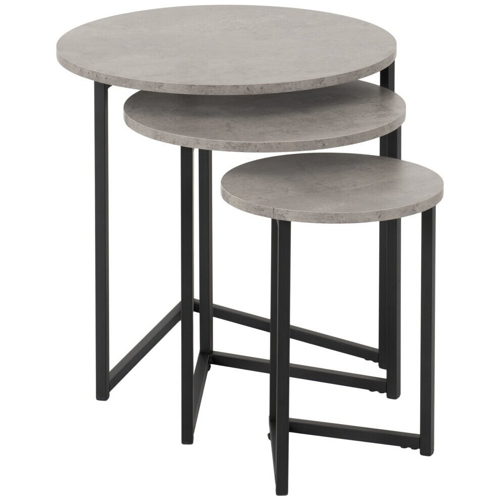 Seconique Athens Round Nest Of Tables Concrete Effect/ Black