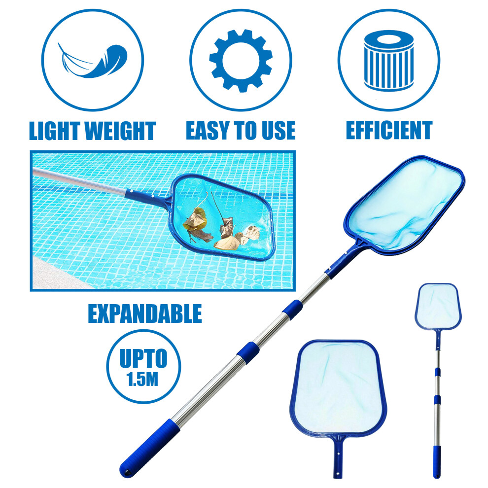 SWIMMING POOL DEBRIS LEAF SKIMMER THREE WAY TELESCOPIC