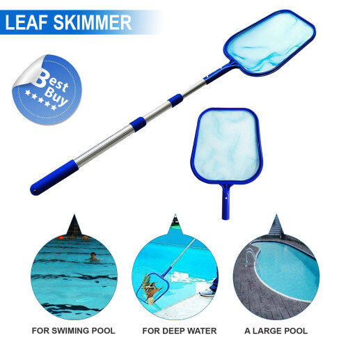 SWIMMING POOL DEBRIS LEAF SKIMMER THREE WAY TELESCOPIC 2