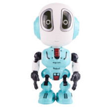 (Blue) Mini Die Cast Intelligent Robot Toy with Recording Talking Repeat Flexible K:3