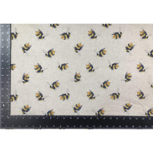 1m Bumblebees Yellow Black Beige Linen Look High Quality Fabric Material