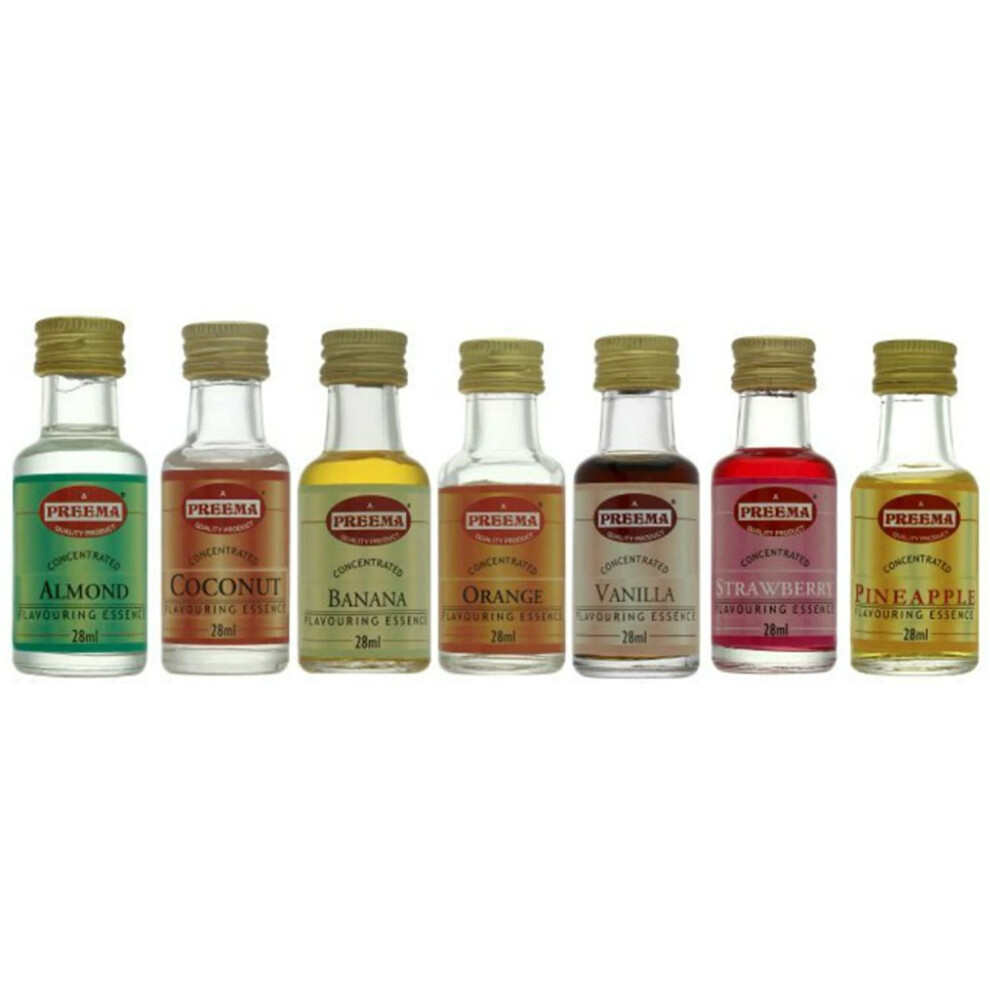 Balsara's 7 X Essence Strawberry Essence Vanilla Essence Pineapple Coconut Essence, Banana Almond Extract Liquid Cooking Food Cakes Baking Flavour Orange