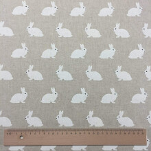 1/2m Bunnies Cotton Rich Linen Look Fabric for Curtains Blinds Craft Quilting Patchwork and Upholstery