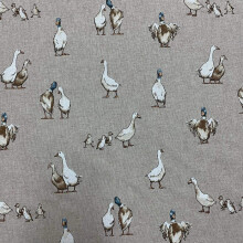 1m Shabby Animals Duck Design Cotton Rich Linen Look Fabric for Curtains Blinds Craft Quilting Patchwork & Upholster