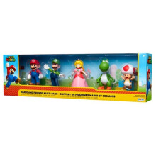 Coffret Figurines Mario et ses Amis - JAKKS - Super Mario Mario, Luigi, Princesse Peach - 6cm