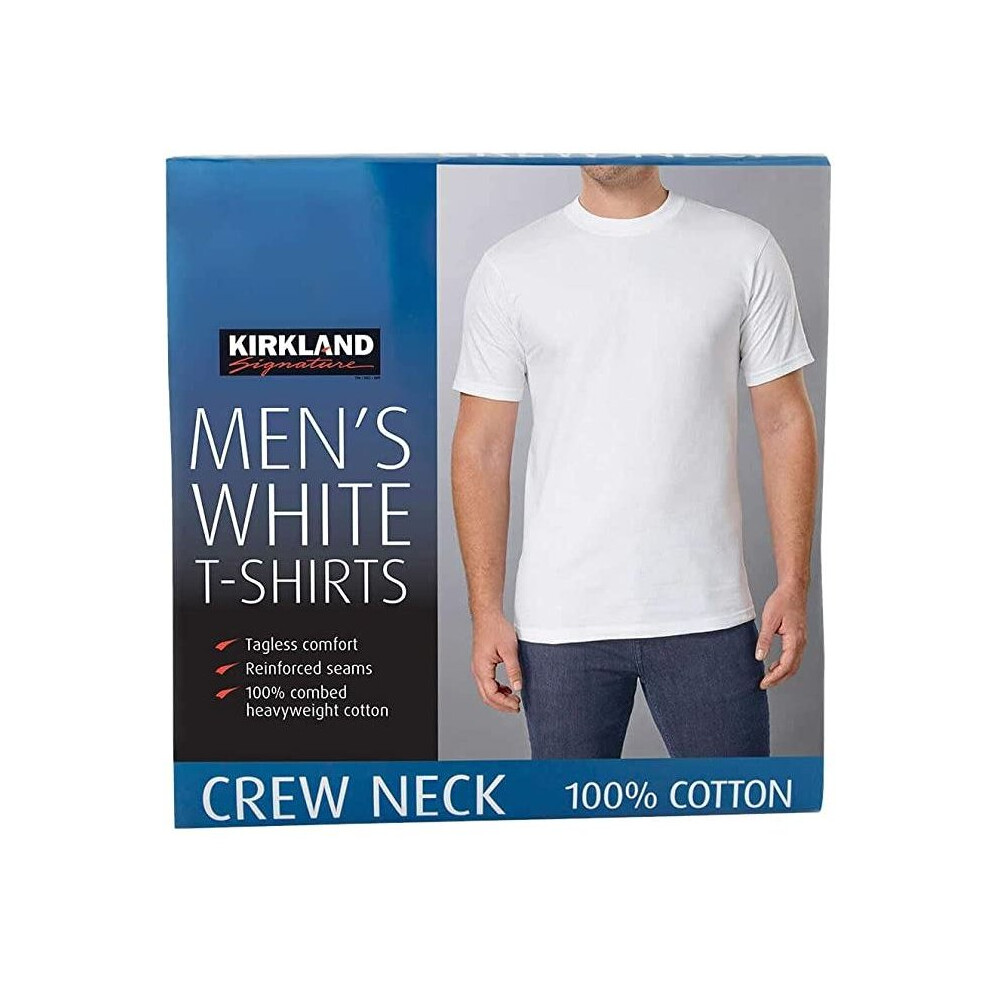 Kirkland Signature Men's 6 Pack White Comfort Neck T-Shirt White large