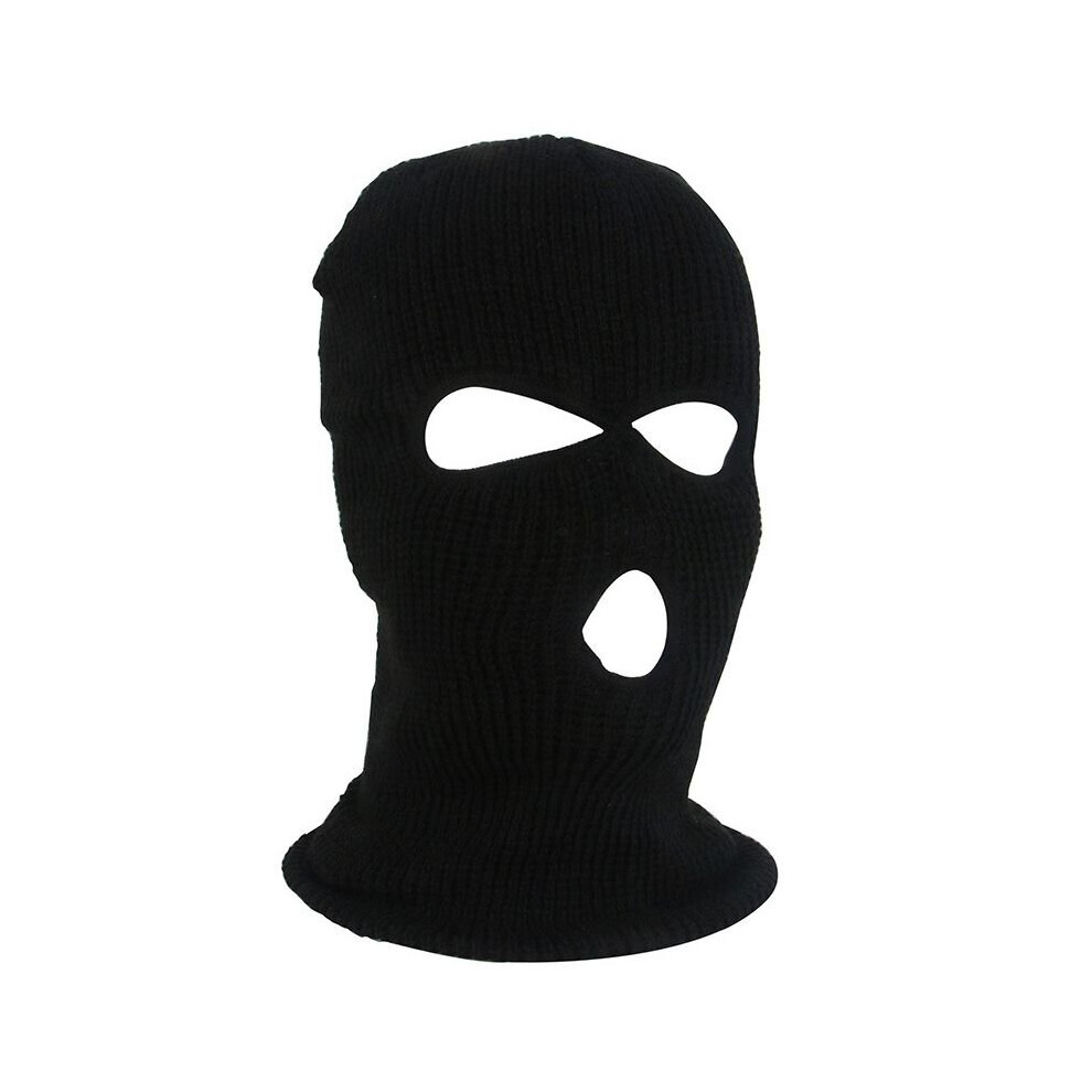 (Black) 3 Hole Full Face Ski Mask Winter Cap Balaclava Hood Beanie Warm Tactical Hat Black 694985592140