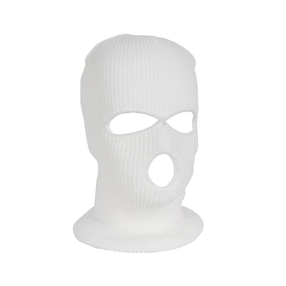(White) 3 Hole Full Face Ski Mask Winter Cap Balaclava Hood Beanie Warm Tactical Hat White 697824560058