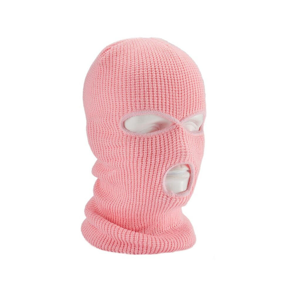(Pink) 3 Hole Full Face Ski Mask Winter Cap Balaclava Hood Beanie Warm Tactical Hat-image-OPC-P8SJ2T9-NEW