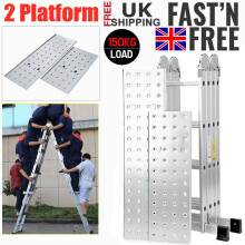 4.7M 14 in1 Aluminium Folding Ladder Multi Position Purpose w/Platform