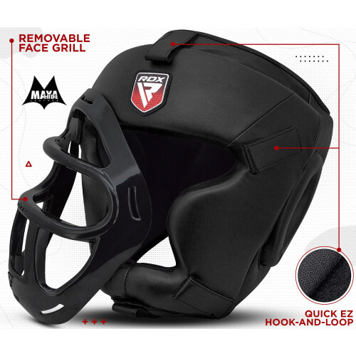 (Black, Medium) RDX Head Gear for Boxing MMA Protection Headgear 1