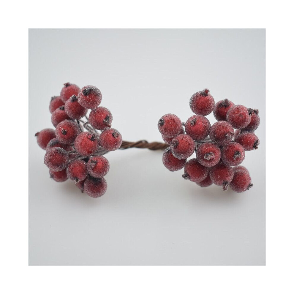 (Wine Red) Xmas Artificial Holly Berry Flower Home Decor Mini Christmas Foam Frosted Fruit
