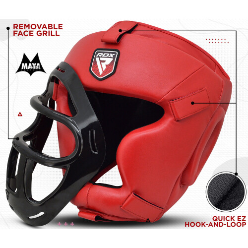(Red, Small) RDX Head Gear for Boxing MMA Protection Headgear 1