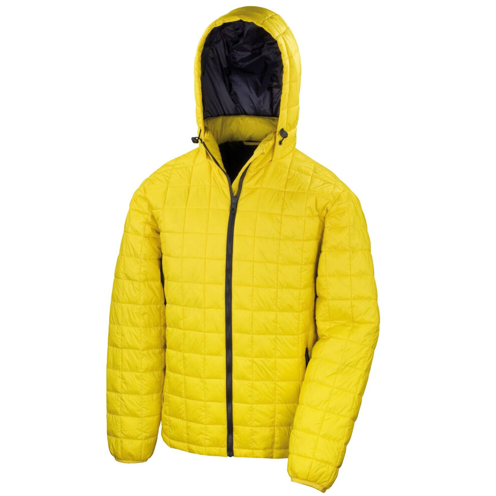 (Yellow, XS) Mens Winter Warm Jacket Hooded Urban Quilted Coat