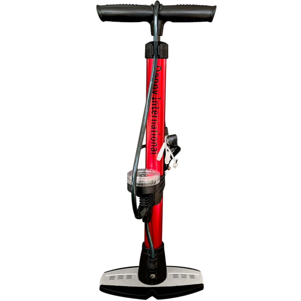 (Red) Bicycle Tire Air Pump Bicycle Floor Standing Pump