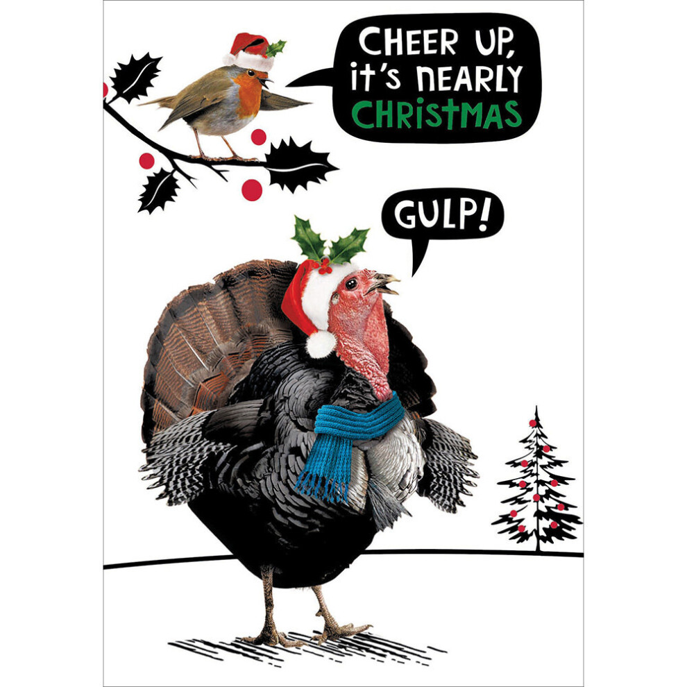 Funny Crackerjack Robin & Turkey Christmas Card Woodmansterne Xmas Cards