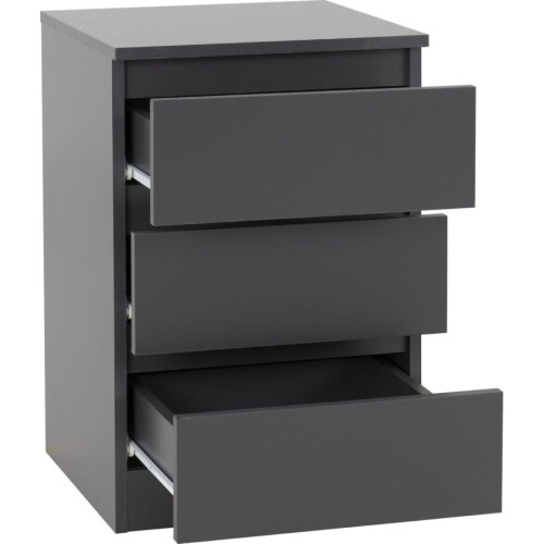 Seconique Elegant Malvern Grey 3-Drawer Bedside Tables (Pair) - 40 x 40 x 60 cm, Code 100-103-073 2