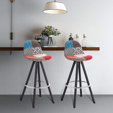 2X Bar Stools UK Kitchen Chairs Multicolour with Wooden Leg , Best