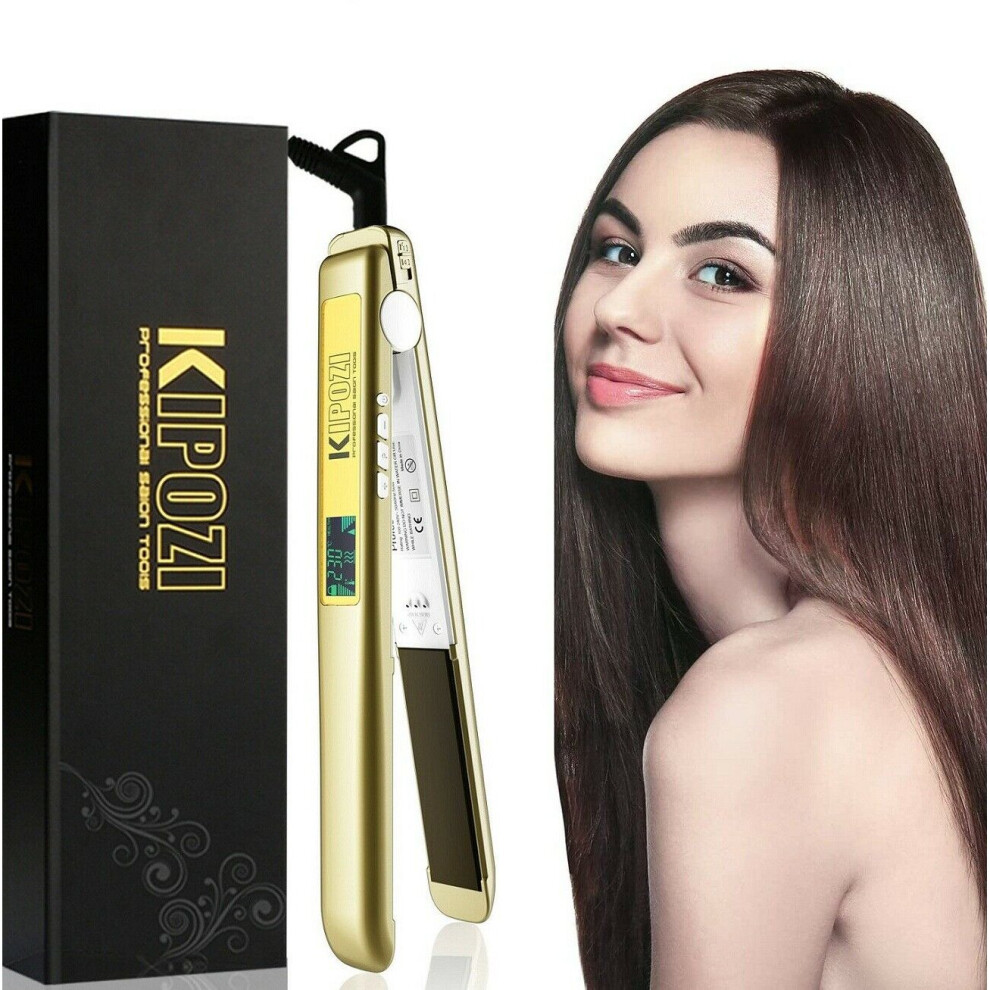 Kipozi Hair Straighteners 2 In 1 Styler Nano-Titanium 3D Plate Lcd Display