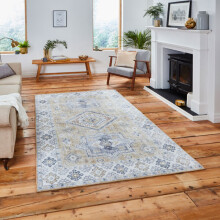 (Gold) Think Rugs Topaz G4705 Chenille Flat Weave Runner