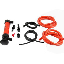 Syphon Pump Fuel Transfer Kit 73998 - Deluxe Siphon Pump with Hoses, Adapters, Tyre Inflator, Petrol, Diesel, Oil/ATF Transfer