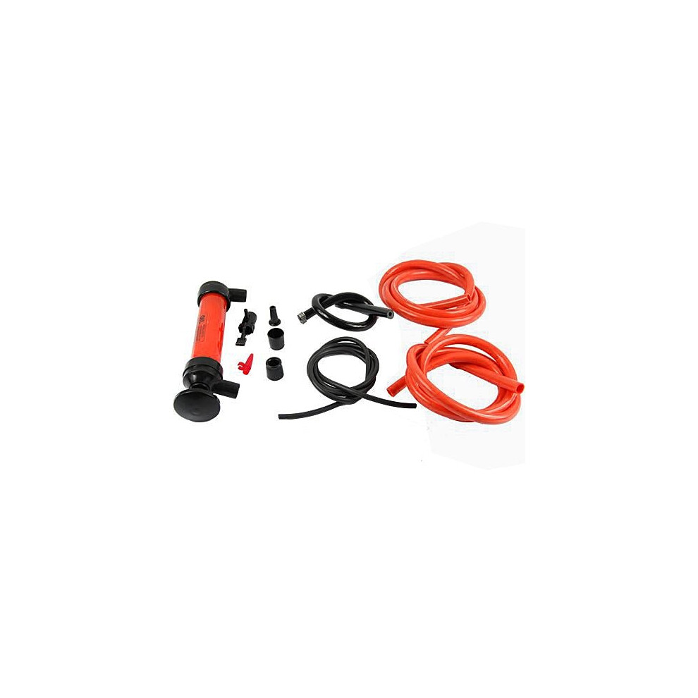 Syphon Pump Fuel Transfer Kit 73998 - Deluxe Siphon Pump with Hoses, Adapters, Tyre Inflator, Petrol, Diesel, Oil/ATF Transfer