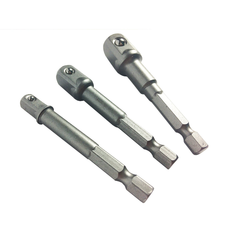 Socket Adapter Set 3pc 1/4" 3/8" 1/2" Impact Drill Bits Driver Adapter