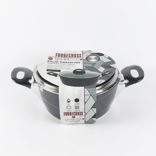 URBN-CHEF 22cm Black Non-Stick Casserole Pot Lid